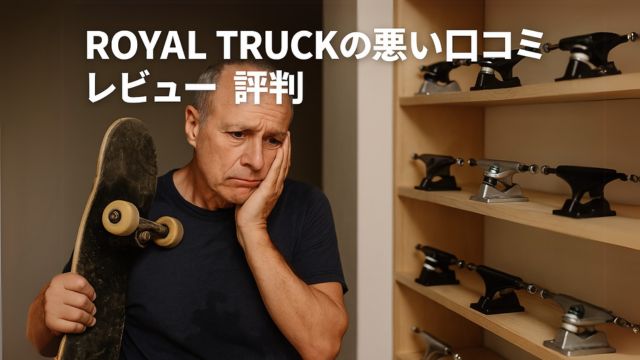 スケートボードトラック選びに悩むスケーターとROYAL TRUCKの悪い口コミを表すイメージ