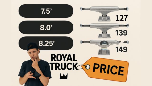 スケートボードデッキサイズに合わせたROYAL TRUCKモデルと価格比較の早見表