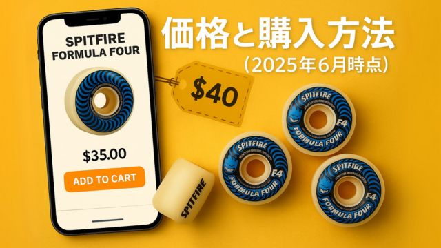 SPITFIRE F4ウィールの価格比較と購入方法をイメージしたECサイト画面とウィールの画像