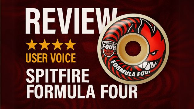 「SPITFIRE FORMULA FOURの口コミやレビュー評価を象徴するウィールと評価アイコンの画像