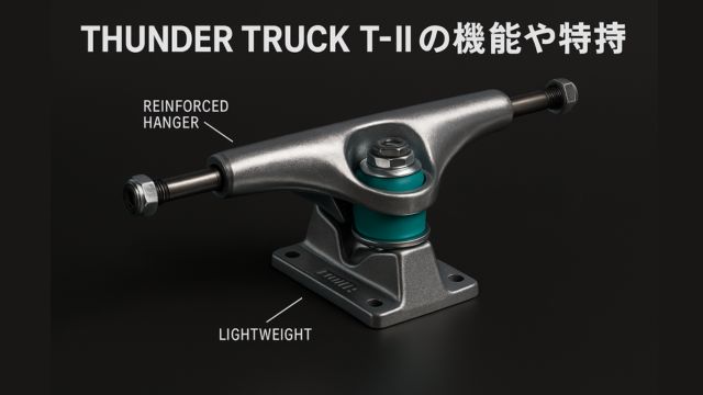 THUNDER T-IIの機能や構造をわかりやすく示した図解とトラックパーツのイメージ
