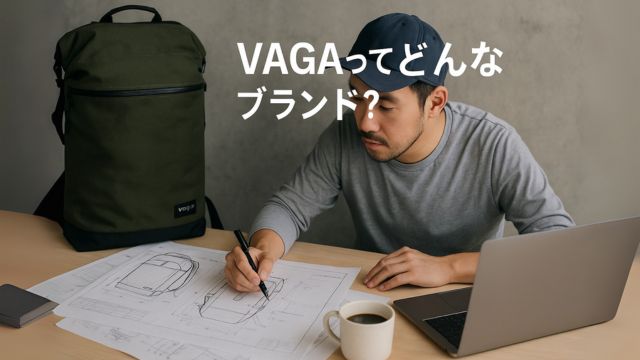 VAGAのスケーター創業者がバッグを設計しているシーンのイラスト